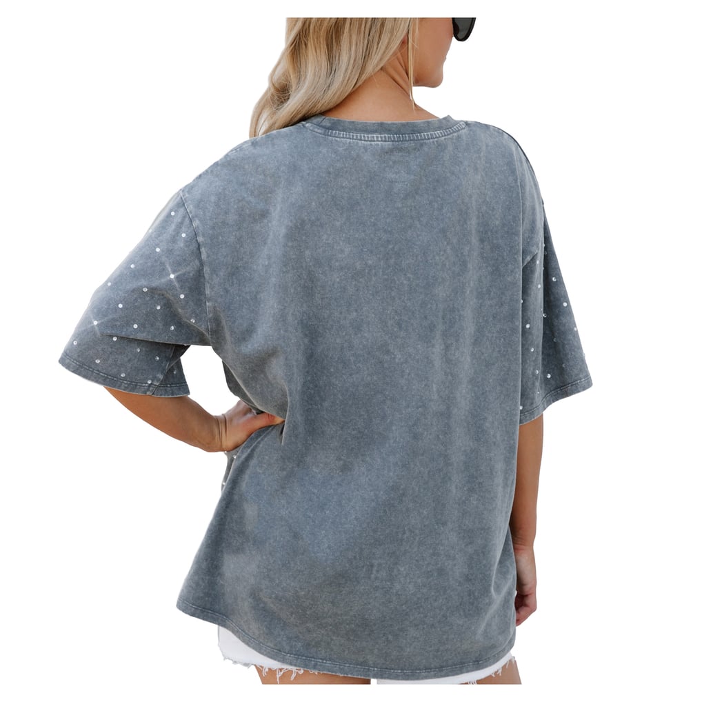  FC Cincinnati Gameday Couture Women's Oversized Mini Rhinestone Classic T-Shirt - Gray